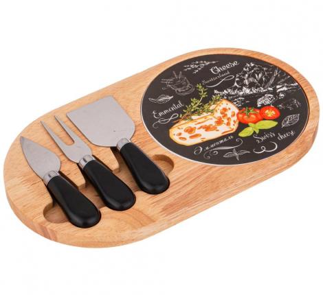 Набор для сыра "СЕКРЕТНЫЕ ИНГРЕДИЕНТЫ" (чёрный) 4 предмета, 30*17*2,5 см