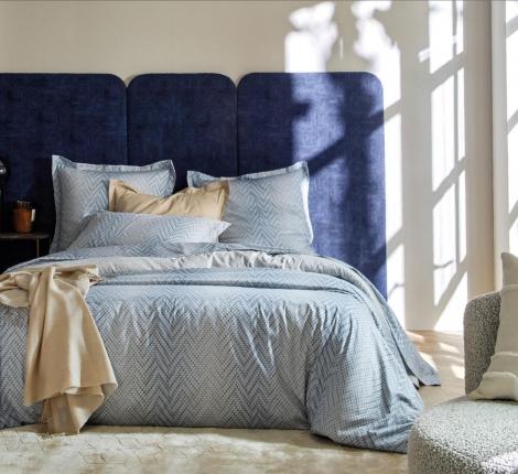 Постельное бельё "Blanc des Vosges" GRAVITY BLEU CELESTE Сатин ДеЛюкс, Евро