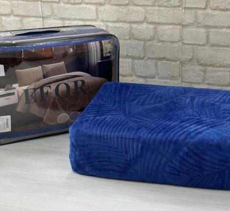 Покрывало велюровое "EFOR PREMIUM" УЗОР 240х260, темно-синий