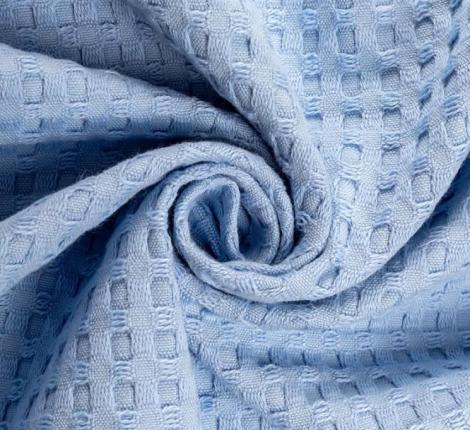Покрывало вафельное с бахромой Valtery 150х200, голубой
