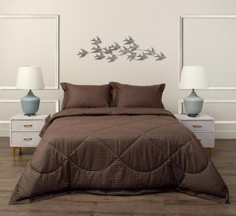 Постельное белье с одеялом "Sofi de Marko" Федерико (кофе) Страйп Сатин, Евро