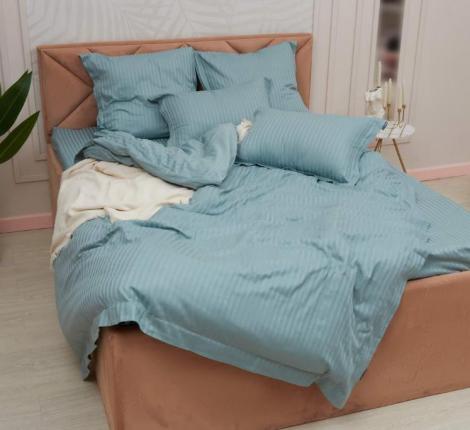 Постельное белье "Sofi de Marko" Моне (изумруд) Страйп Сатин, 1,5 спальный