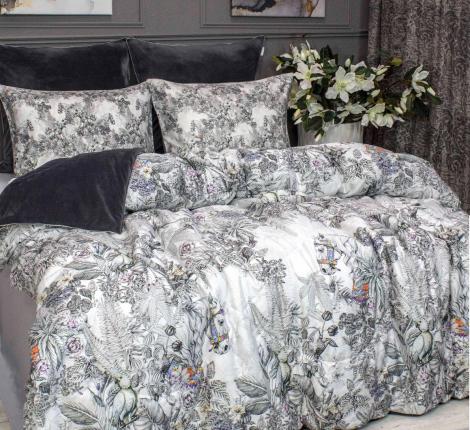 Постельное белье с одеялом "Kazanov.A." Фаворит (графит жемчуг) Велюр/Egypt Cotton, Семейный