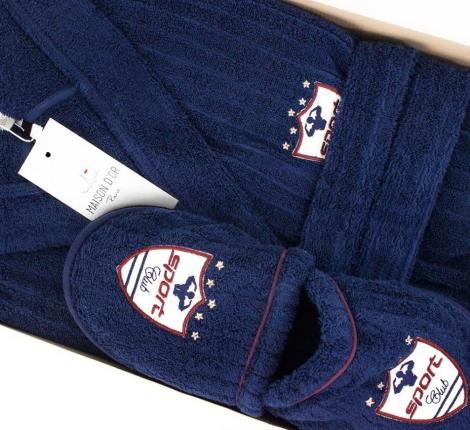 Халат мужской махровый с капюшоном Maison D'or "RODOLPHE" синий, M(46)/L(48)