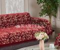 Покрывало шпигель люкс "Karteks" на диван 180х220  ЦВЕТЫ, бордовый