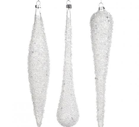 Сосулька стеклянная 3 шт. "КАПЕЛЬКИ", высота 30 см