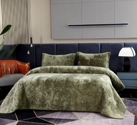 Покрывало "Sofi de Marko" Деварта (олива) Бархат, 240x260