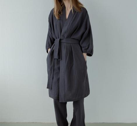 Халат Luxberry "Муслин и комфорт" графитовый, L