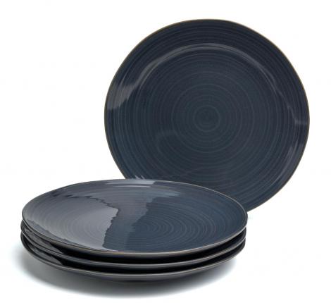 Набор тарелок закусочных 4 штуки BRONCO "CONCEPT", диаметр 22 см (синий)