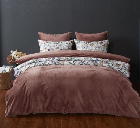 Постельное белье с одеялом "Kazanov.A." Маки (марсала бежевый) Велюр/Egypt Cotton, Евро