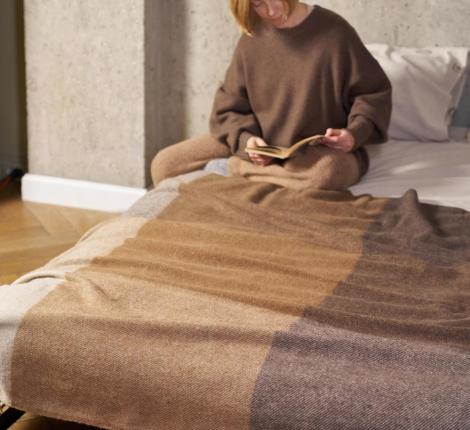 Плед "WOOLEN" (шерсть 100%) 150х200, бежево-коричневый