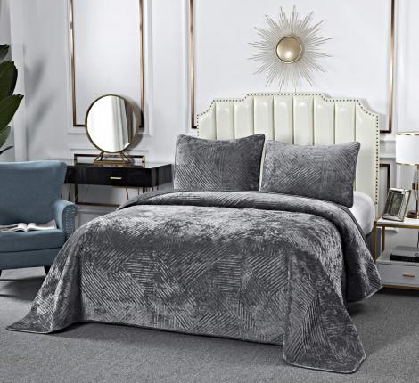 Покрывало "Sofi de Marko" Патрисия (серая 1) Велюр, 240х260