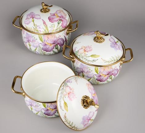 Набор эмалированных кастрюль с крышкой "IRISES", 6 предметов