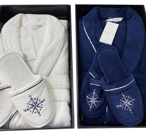 Халат мужской махровый Maison D'or "MARINE CLUB" белый, XL(50)/2XL(52)