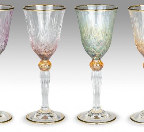 Набор рюмок для ликера 6 штук "MELODY GOLD STEMWARE" хрусталь, высота 15 см