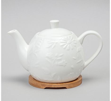 Чайник заварочный на деревянной подставке "FLOWERS STORY", 900 мл