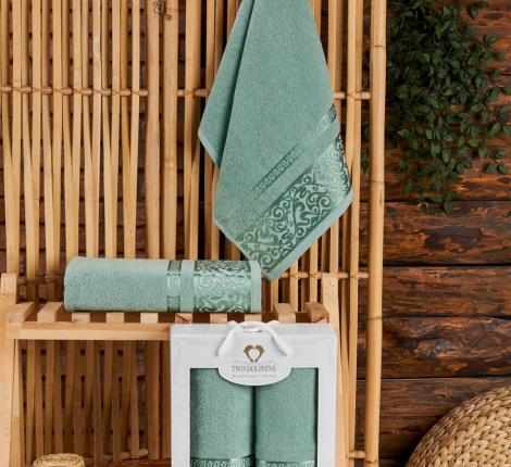 Комплект махровых полотенец "TWO DOLPHINS" (50x90/70х140) 2 шт. KALIMNOS, зелёный