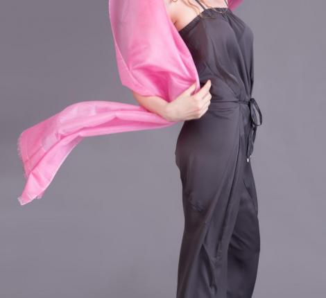 Шаль шёлковая с шерстью &quot;ORGANZA&quot; розовый, 70х200