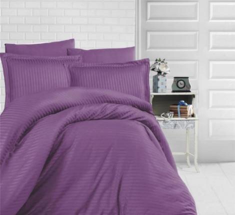Постельное белье Clasy Satin Gizgili "DUZ RENK MOR", Евро
