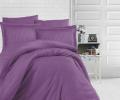 Постельное белье Clasy Satin Gizgili "DUZ RENK MOR", Евро