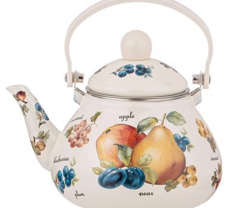 Чайник эмалированный со съёмным фильтром "ФРУКТЫ", 1,3 л