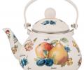 Чайник эмалированный со съёмным фильтром "ФРУКТЫ", 1,3 л
