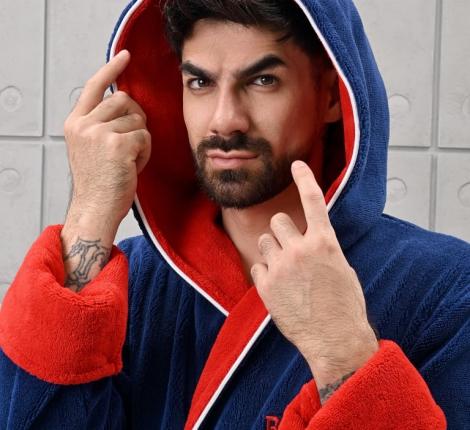 Халат мужской трига с капюшоном "AMBIELLA A-1125" синий, 3XL