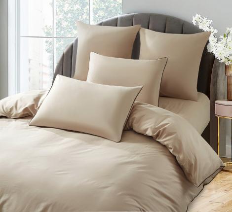 Постельное бельё "KARTEKS" сатин однотонный с кантом HK-02 (светло-бежевый), Евро
