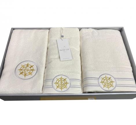 Комплект  полотенец  50x100-85x150 с ковриком 50х80 Maison D'or &quot;ELEGANZE&quot; кремовый