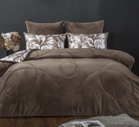 Постельное белье с одеялом "Kazanov.A." Медисон (капучино бежевый) Велюр/Egypt Cotton, Евро