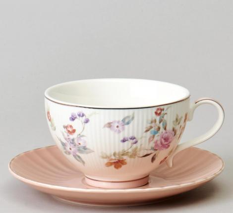 Чайный набор "ВРЕМЕНА ГОДА" 42-573 на 6 персон, 12 предметов (250 мл), розовый