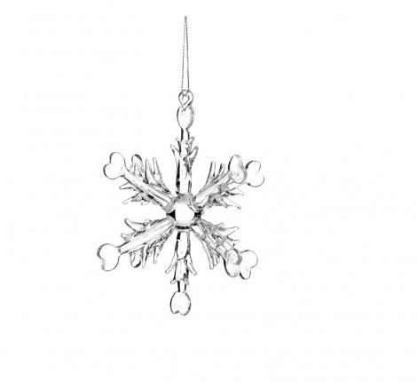 Стеклянная снежинка "GOODWILL" (прозрачная), диаметр 12 см