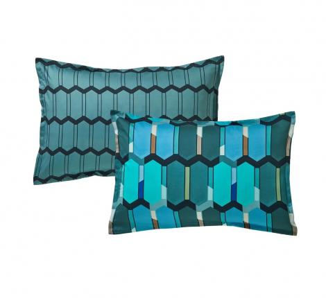 Постельное бельё "Blanc des Vosges" MOSAIC COBALT Сатин ДеЛюкс, Евро