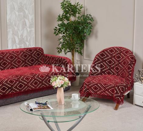 Комплект покрывал "Karteks" на диван 160х220 и два кресла 90х160 РОМБ, бордовый