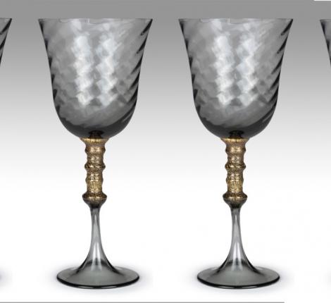 Набор бокалов для вина 6 штук "MARAIS" муранское стекло, высота 21,8 см