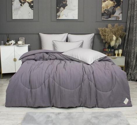 Постельное белье с одеялом "Kazanov.A." Muslin&Satin Solid color (графит сапфир), Евро