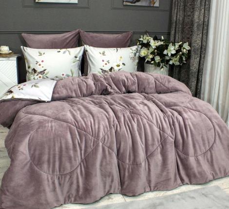 Постельное белье с одеялом "Kazanov.A." Севилья (жемчуг пыльная орхидея) Велюр/Egypt Cotton, Евро