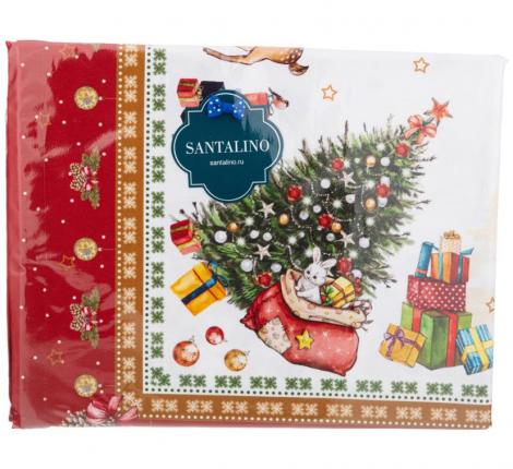 Скатерть с пропиткой SANTALINO "С НОВЫМ ГОДОМ" 140х180 см, красный