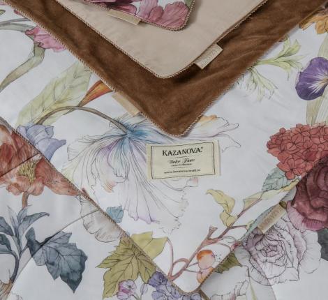 Постельное бельё с одеялом "Kazanov.A." Ирис (капучино латте жемчуг) Велюр/Egypt Cotton/Тенсел, Семейный