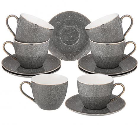 Чайный набор &quot;GRAIN&quot; (серый) на 6 персон, 12 предметов, 220 мл