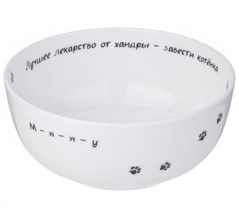 Салатник-тарелка суповая "БЕРИ КОТА" 750 МЛ 15,5*6,5 СМ (КОР=36ШТ.)