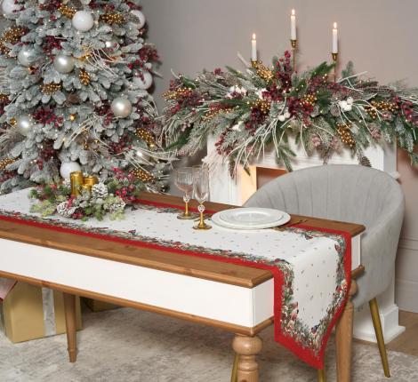 Дорожка с пропиткой "МОРОЗКО.СНЕГИРИ "45х215 см, красный