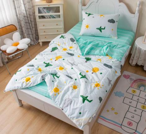 Постельное белье с одеялом детское "Sofi de Marko" Полетели (белый) Сатин, 1,5 спальный