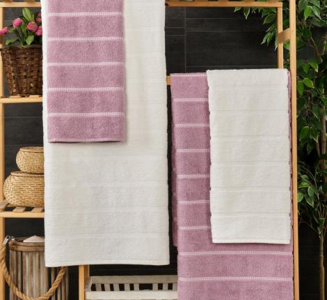Комплект махровых полотенец "METEOR" (50x90/2 шт.)(70х140/2 шт.) 4 шт TUROVA, лиловый-кремовый