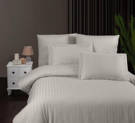 Постельное бельё "DO&CO" Сатин DELUX STRIPE, Семейный (бежевый)