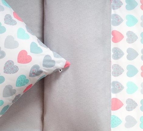 Постельное белье "Siberia" Сердечки (голубой) Ранфорс, 1,5 спальный