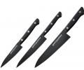 Набор из 3 ножей "Samura SHADOW" с покрытием Black-coating (11,23, 85) ABS пластик