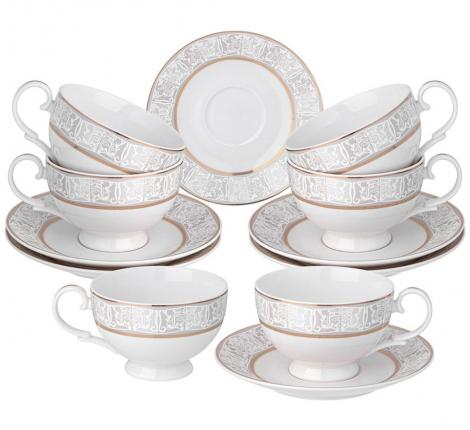 Чайный набор "СВАДЕБНЫЙ" на 6 персон, 12 предметов (300 мл)
