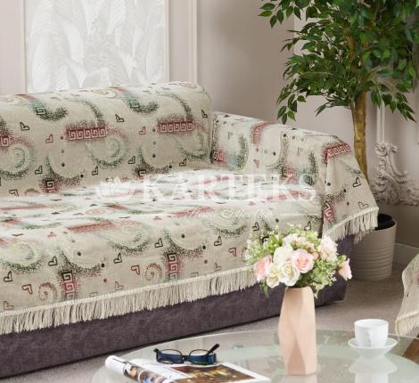 Покрывало шпигель большой Karteks" на диван 160х220 ЦЕПОЧКА 2, перламутровый