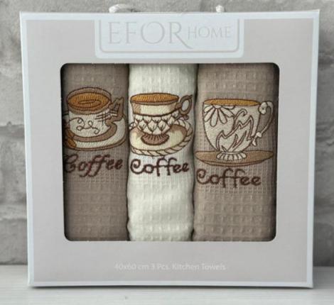 Набор вафельных салфеток "EFOR" LUX (40*60-3шт.) KAHVE (модель 2)